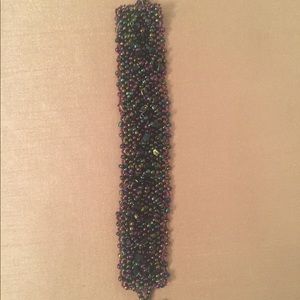 Purple beaded cuff bracelet